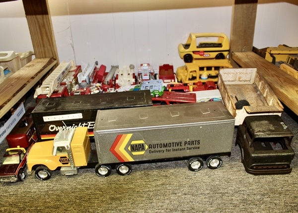 NAPA Semi and Plastic Fire Truck Toys